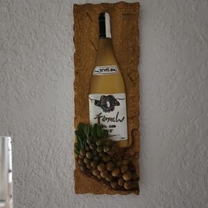 3D wine bottle and grapes plaque. Wine Bottle Wall Art MANCAVE 2 Bundle